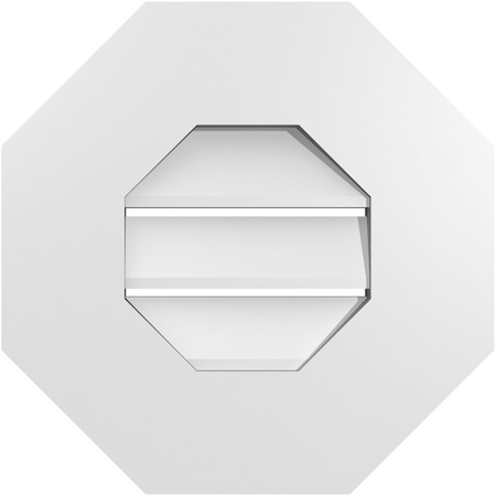 Ekena Millwork Octagonal Surface Mount PVC Gable Vent: Functional, w/ 3-1/2"W x 1"P Standard Frame, 14"W x 14"H GVPOC14X1401SF